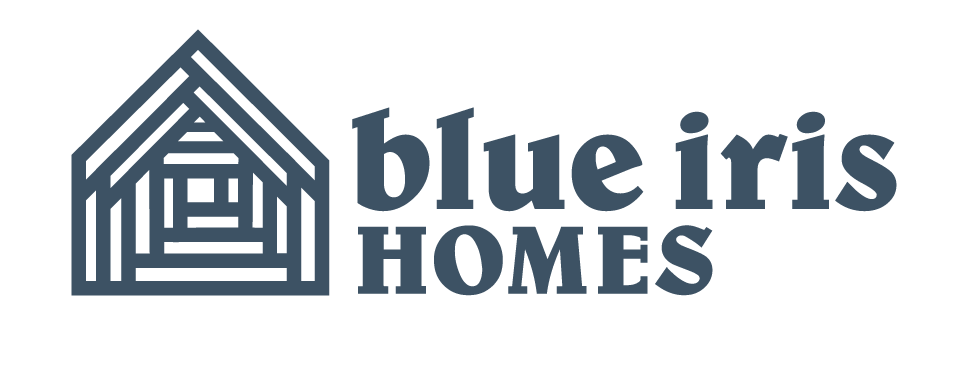 blue iris homes logo of a house